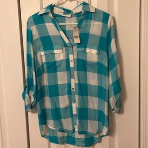 NEW YORK & COMPANY Women’s plaid top NWT